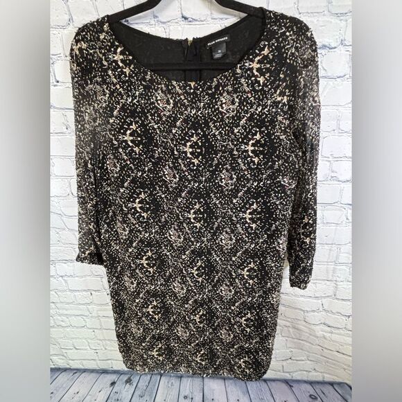 Club Monaco Abstract Swiss Dot Back Zipper Silk Parisian Party Mini Dress 10 - Picture 1 of 12